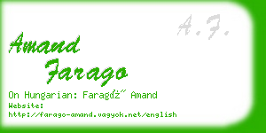 amand farago business card